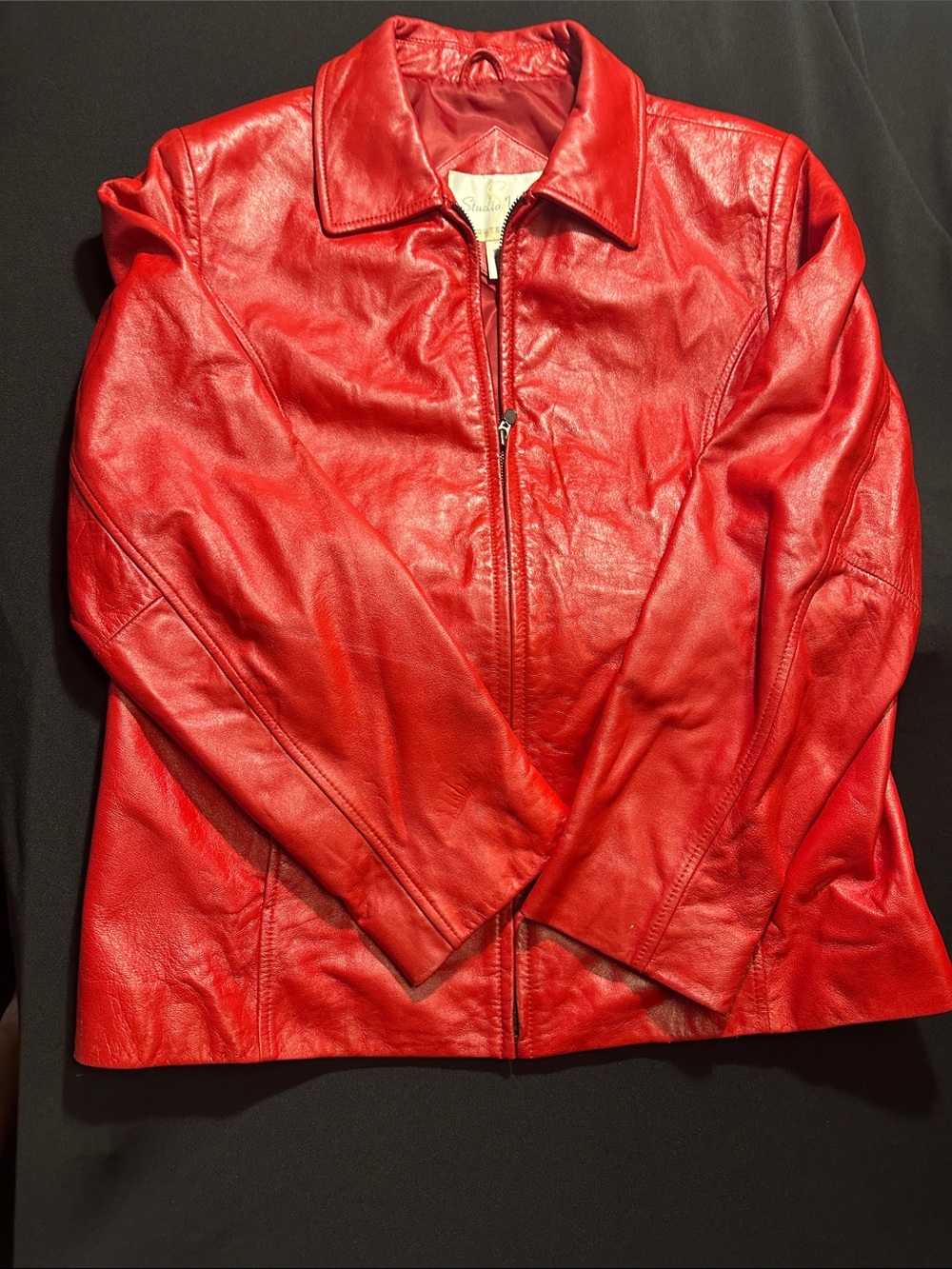Studio Works Red Leather Zip Jacket